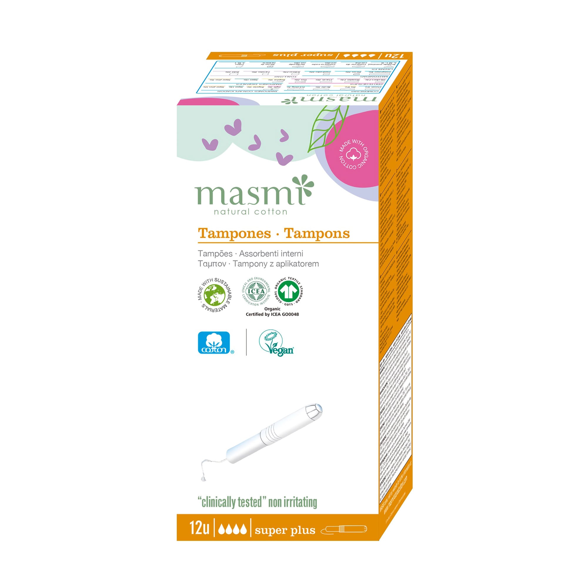 Тампони органічні Masmi Super Plus з аплікатором, 12 шт